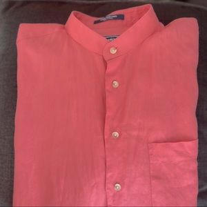 Paul Fredrick Collarless Linen Shirt